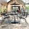 Flash Furniture Lila 5 Pc Patio Set w/47-in Tempered Glass Patio Table w/Umbrella Hole and 4 Blk Triple Slat Chairs FV-120B-017CBK-GG - alternate 8